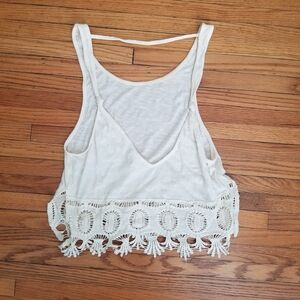 White Lace Trim Tank Top